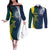 Custom India and Australia Cricket Couples Matching Off The Shoulder Long Sleeve Dress and Long Sleeve Button Shirt Special Half-Half Mix