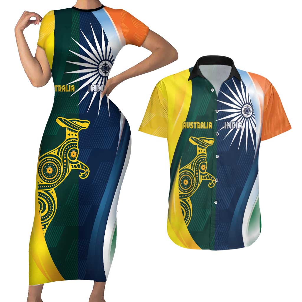 Custom India and Australia Cricket Couples Matching Short Sleeve Bodycon Dress and Hawaiian Shirt Special Half-Half Mix LT7 - Wonder Print Shop