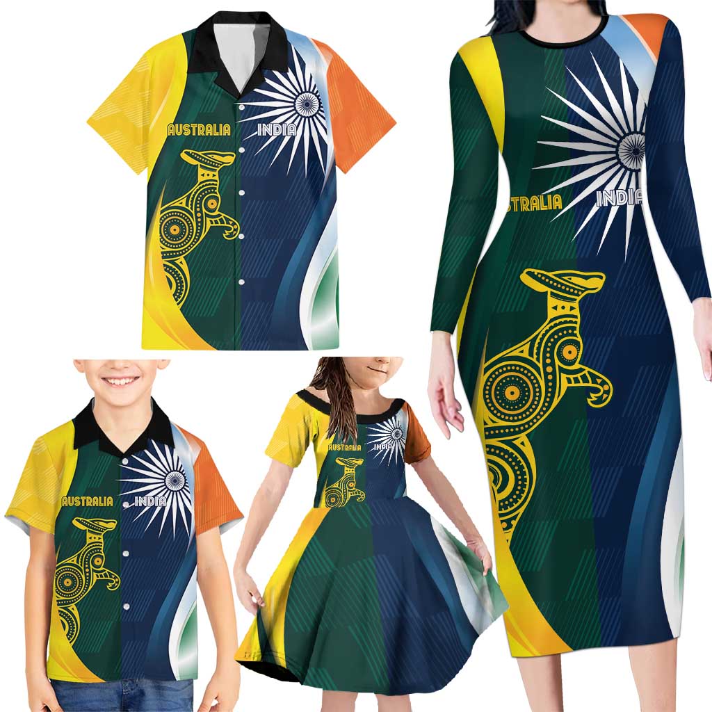 Custom India and Australia Cricket Family Matching Long Sleeve Bodycon Dress and Hawaiian Shirt Special Half-Half Mix LT7 - Wonder Print Shop