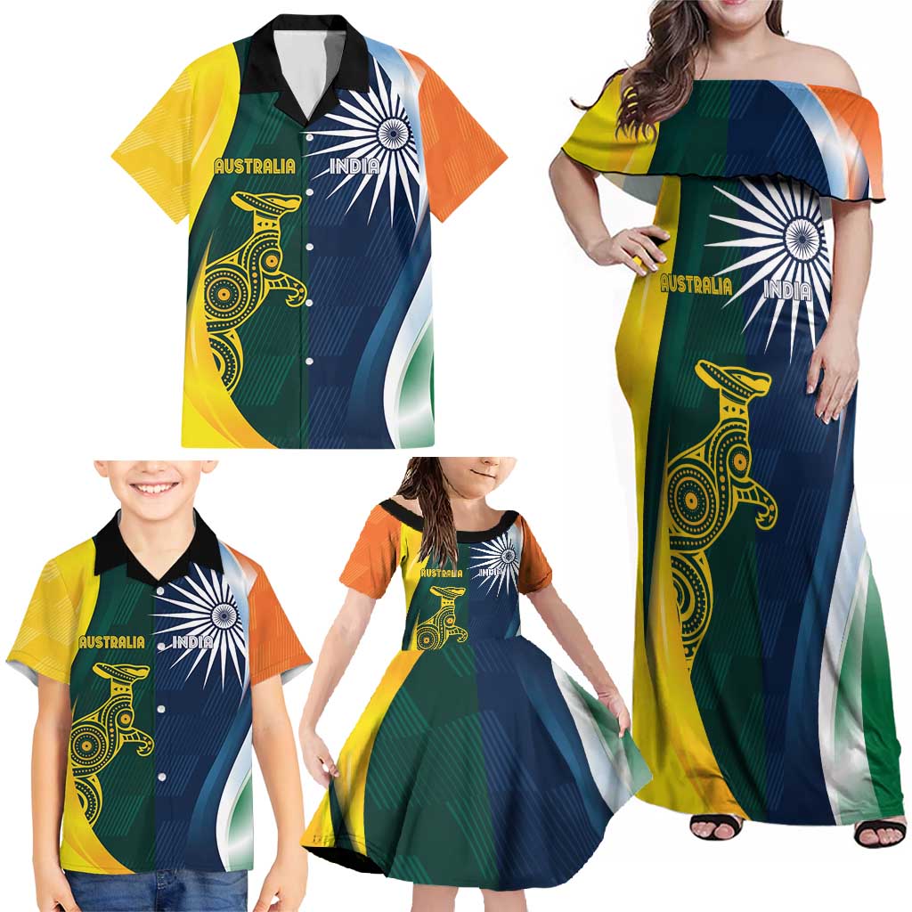 Custom India and Australia Cricket Family Matching Off Shoulder Maxi Dress and Hawaiian Shirt Special Half-Half Mix LT7 - Wonder Print Shop