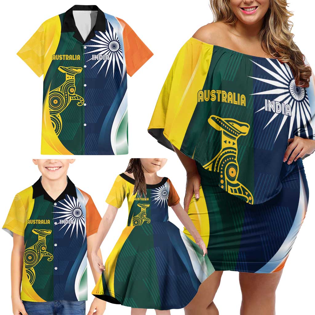 Custom India and Australia Cricket Family Matching Off Shoulder Short Dress and Hawaiian Shirt Special Half-Half Mix LT7 - Wonder Print Shop