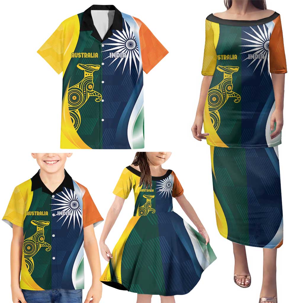 Custom India and Australia Cricket Family Matching Puletasi and Hawaiian Shirt Special Half-Half Mix - Wonder Print Shop