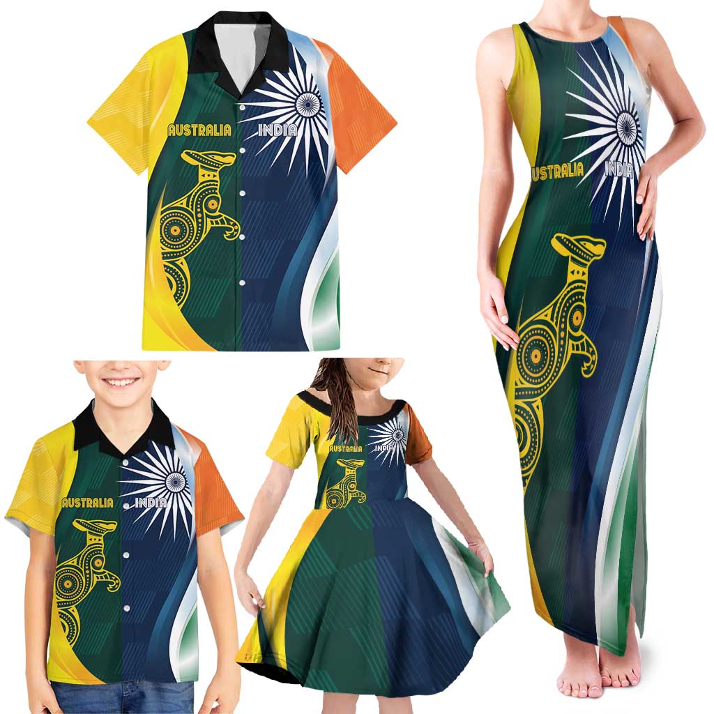 Custom India and Australia Cricket Family Matching Tank Maxi Dress and Hawaiian Shirt Special Half-Half Mix - Wonder Print Shop