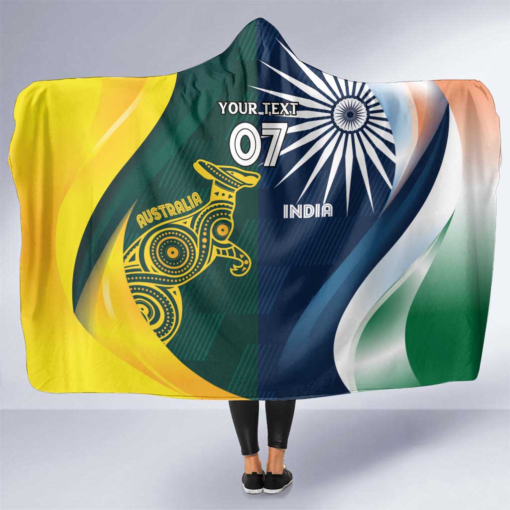 Custom India and Australia Cricket Hooded Blanket Special Half-Half Mix