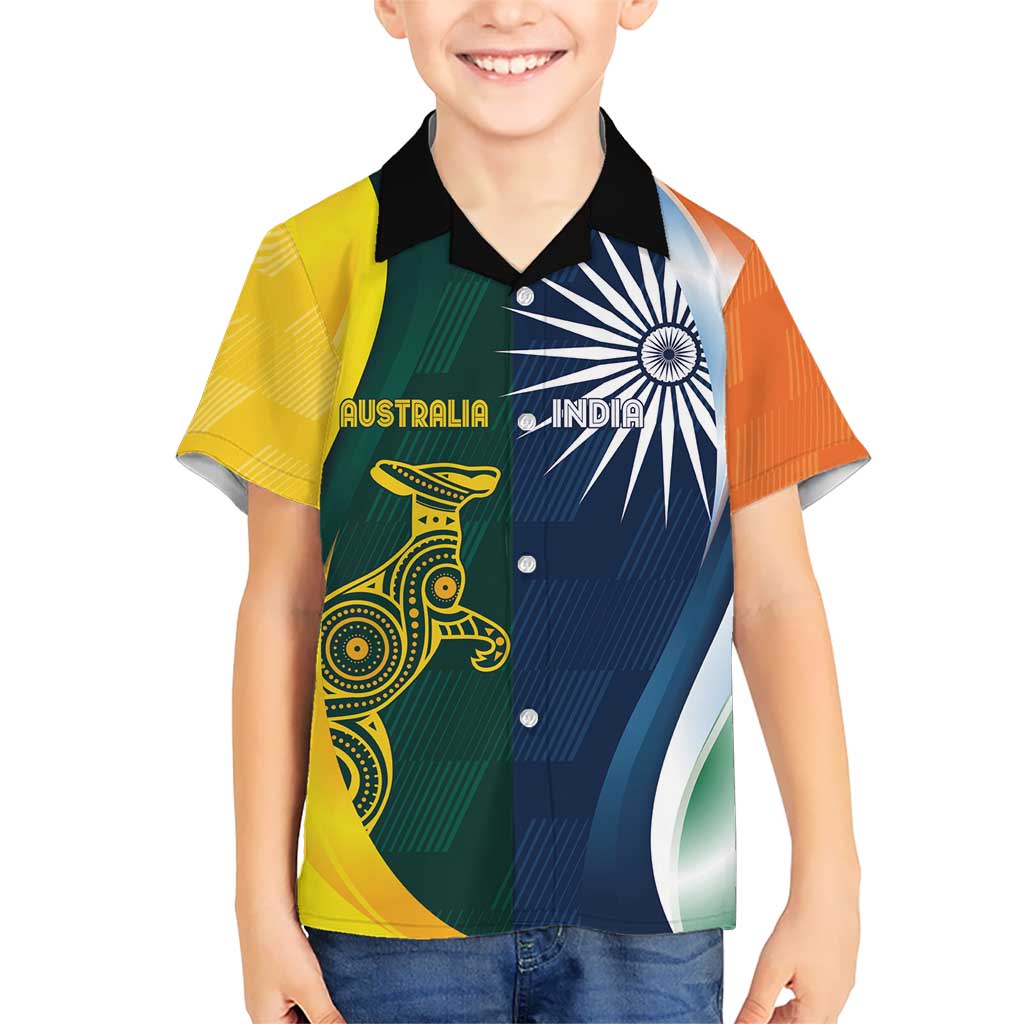 Custom India and Australia Cricket Kid Hawaiian Shirt Special Half-Half Mix - Wonder Print Shop