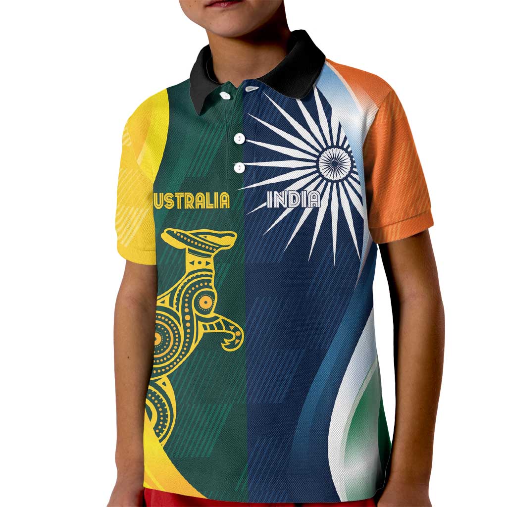 Custom India and Australia Cricket Kid Polo Shirt Special Half-Half Mix - Wonder Print Shop