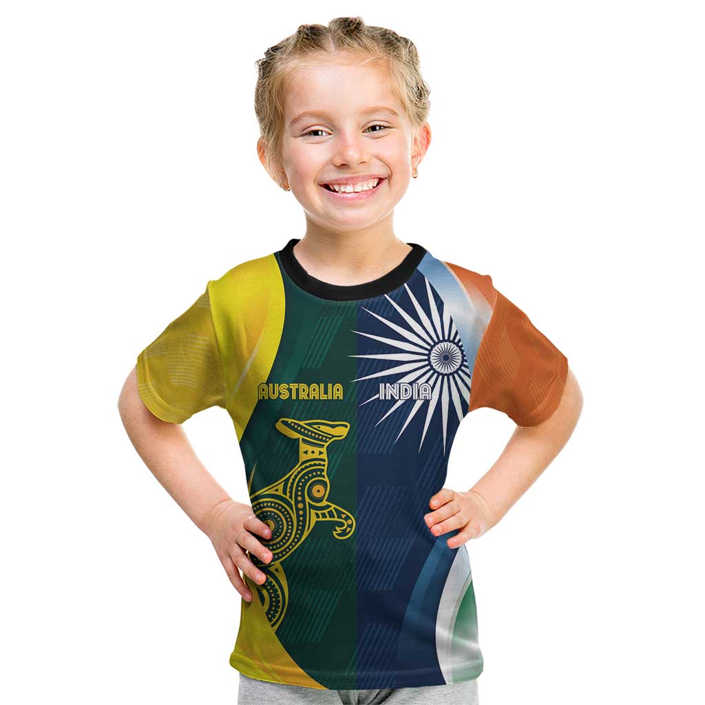 Custom India and Australia Cricket Kid T Shirt Special Half-Half Mix - Wonder Print Shop