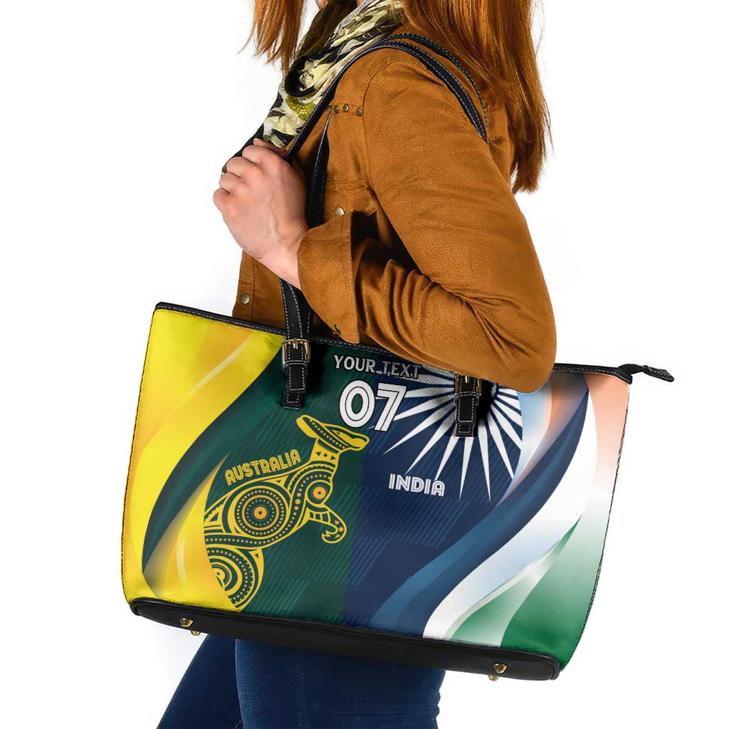 Custom India and Australia Cricket Leather Tote Bag Special Half-Half Mix - Wonder Print Shop