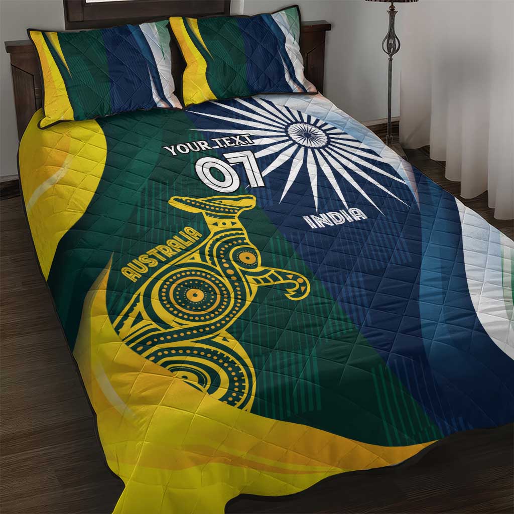 Custom India and Australia Cricket Quilt Bed Set Special Half-Half Mix