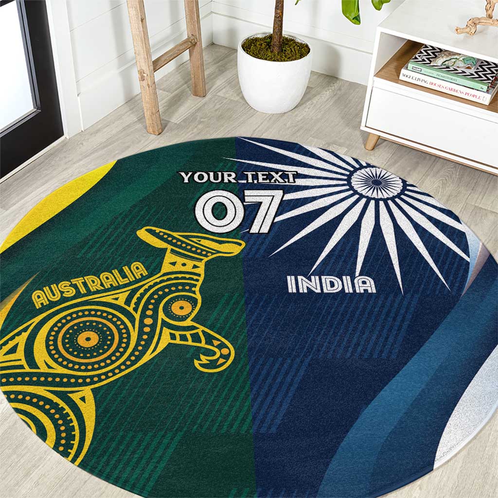 Custom India and Australia Cricket Round Carpet Special Half-Half Mix