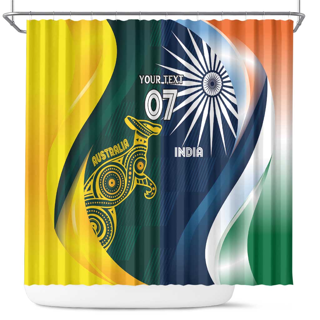 Custom India and Australia Cricket Shower Curtain Special Half-Half Mix