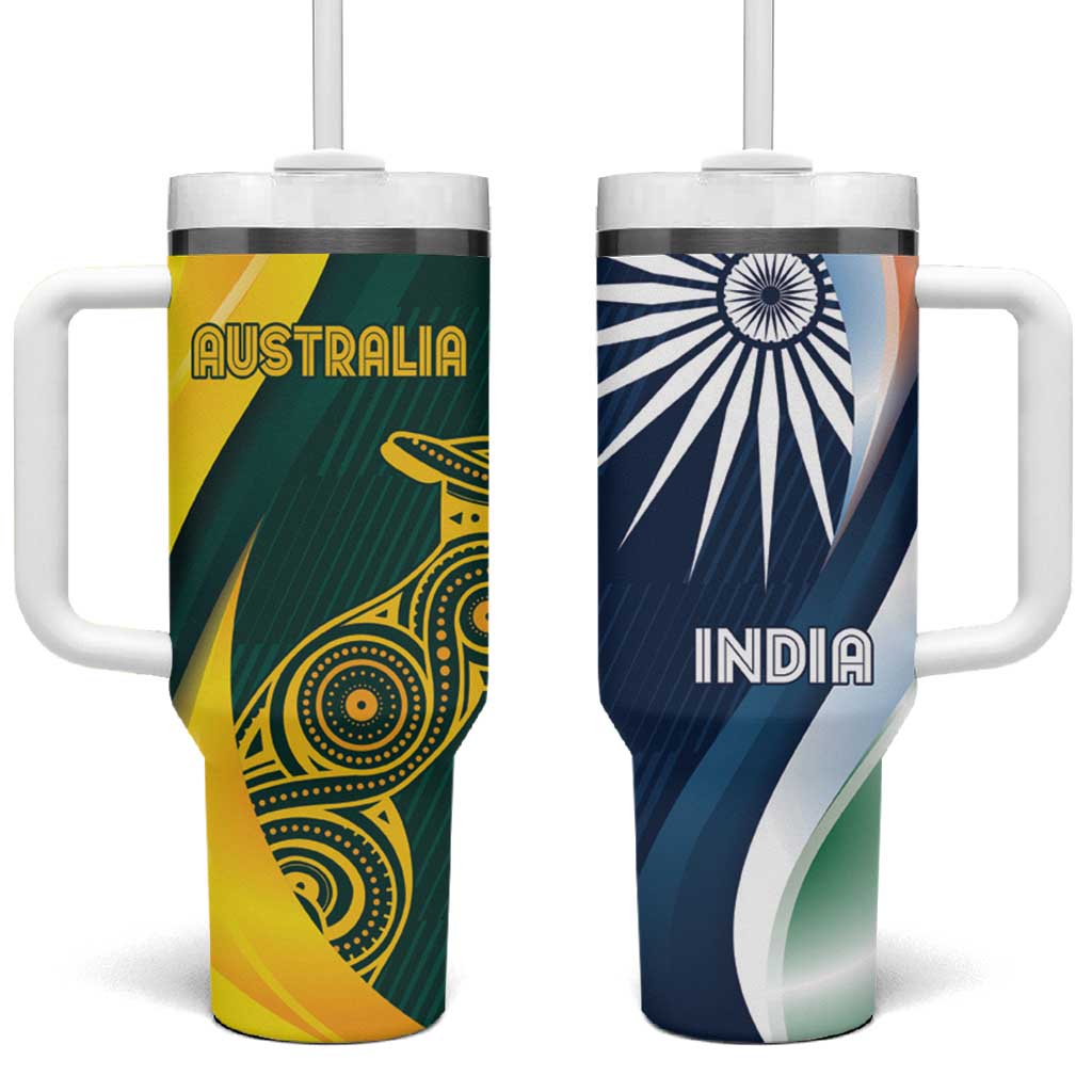 Custom India and Australia Cricket Tumbler With Handle Special Half-Half Mix