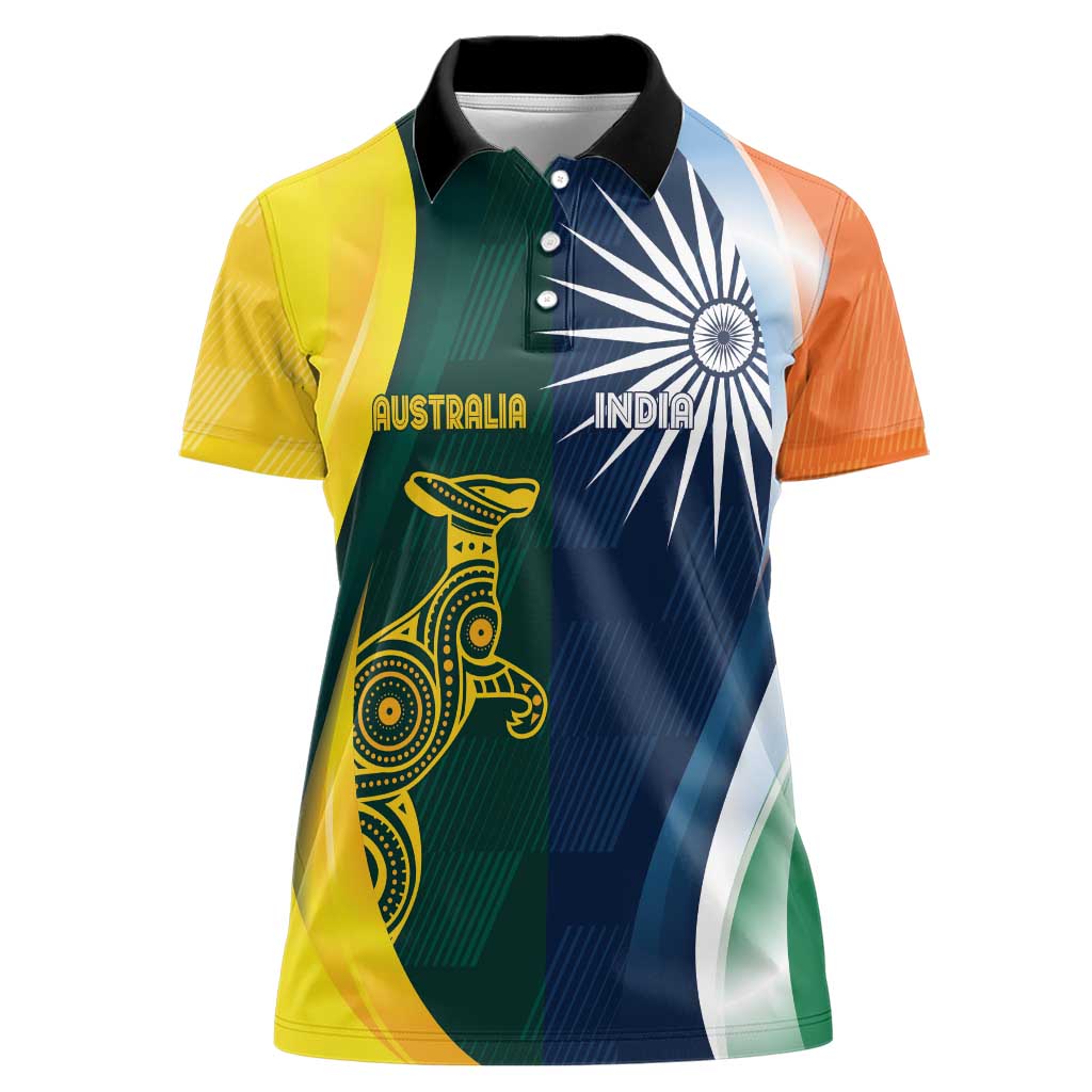 Custom India and Australia Cricket Women Polo Shirt Special Half-Half Mix