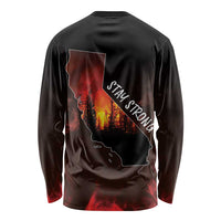 Black long sleeve shirt with wildfire LA outline back graphic and Stay Strong lettering