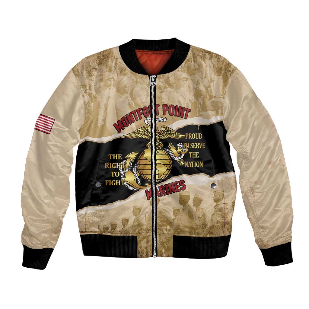 Montfort Point Marines Bomber Jacket African American First To Fight Prejudice