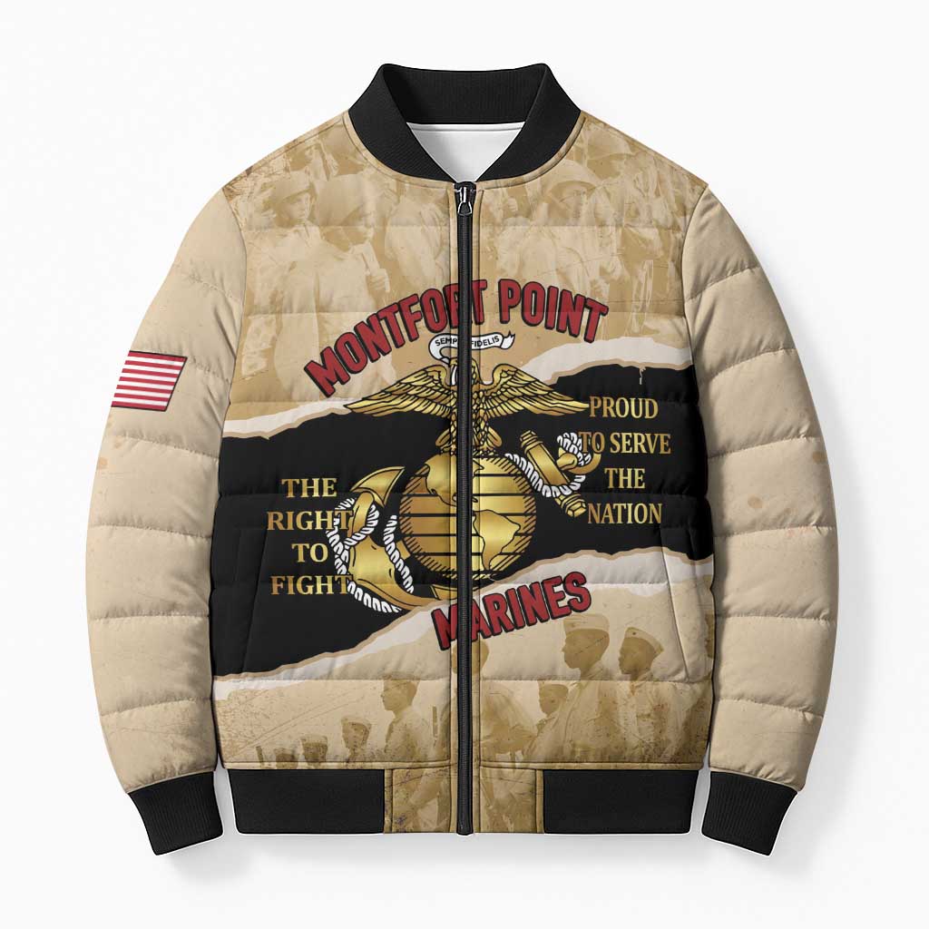 Montfort Point Marines Bomber Puffer Jacket African American First To Fight Prejudice