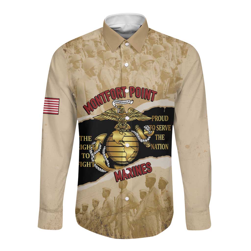Montfort Point Marines Long Sleeve Button Shirt African American First To Fight Prejudice