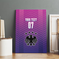 Framed Germany football canvas wall art in pink purple, shows eagle crest, stars, and 07