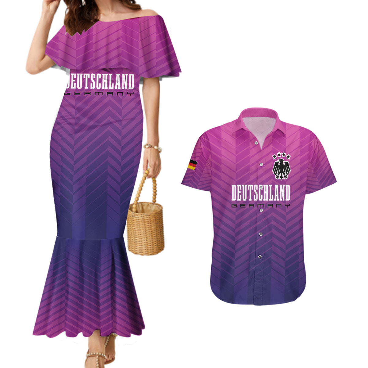 Germany Football Couples Matching Mermaid Dress and Hawaiian Shirt Nationalelf Pink Revolution LT7 - Wonder Print Shop