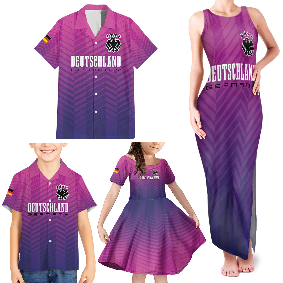 Germany Football Family Matching Tank Maxi Dress and Hawaiian Shirt Nationalelf Pink Revolution - Wonder Print Shop