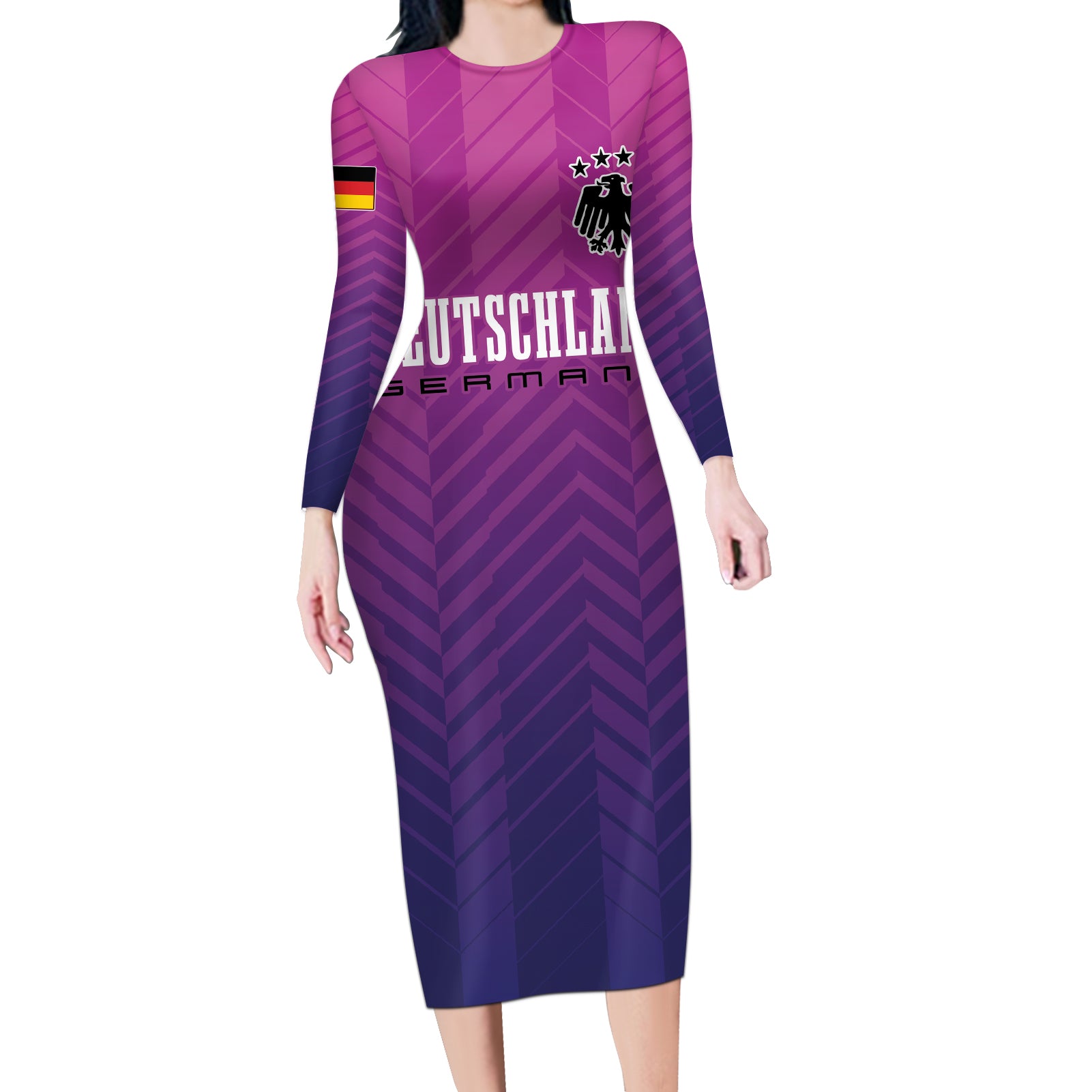 Germany Football Long Sleeve Bodycon Dress Nationalelf Pink Revolution