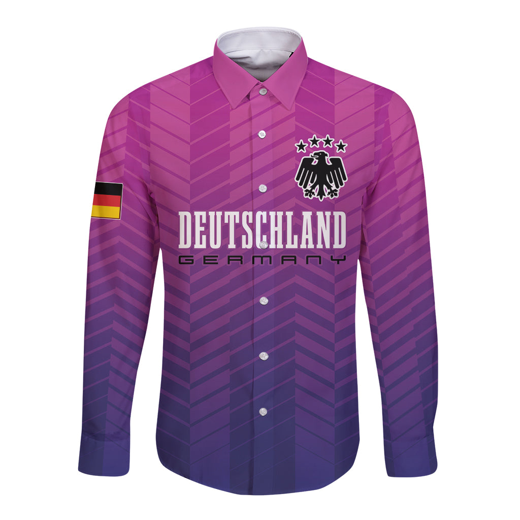 Germany long-sleeve button football shirt, purple-pink geometric pattern and crest