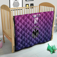 Germany football quilt blanket in pink-purple with YOUR TEXT 07 and eagle crest