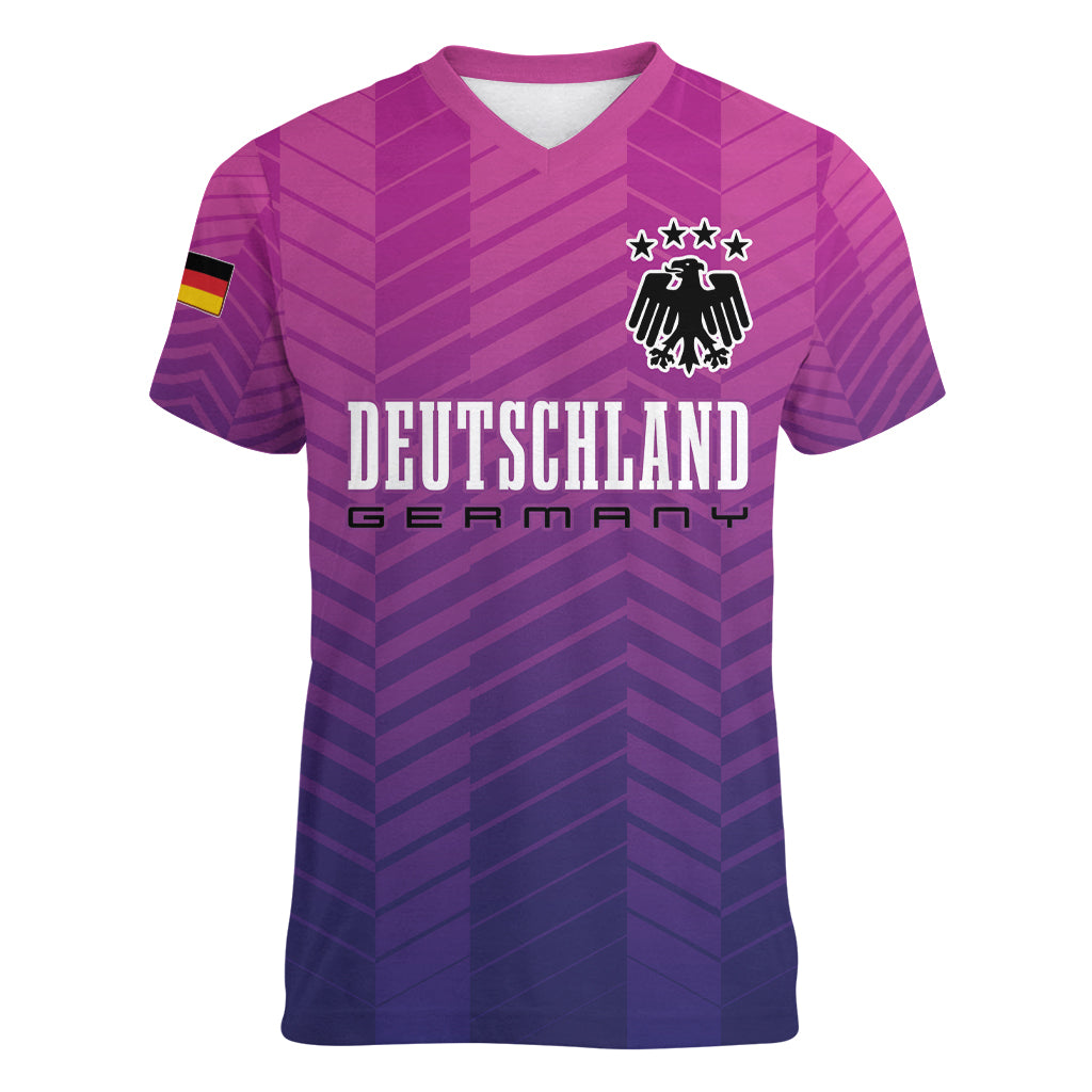 Germany Football Women V-Neck T-Shirt Nationalelf Pink Revolution