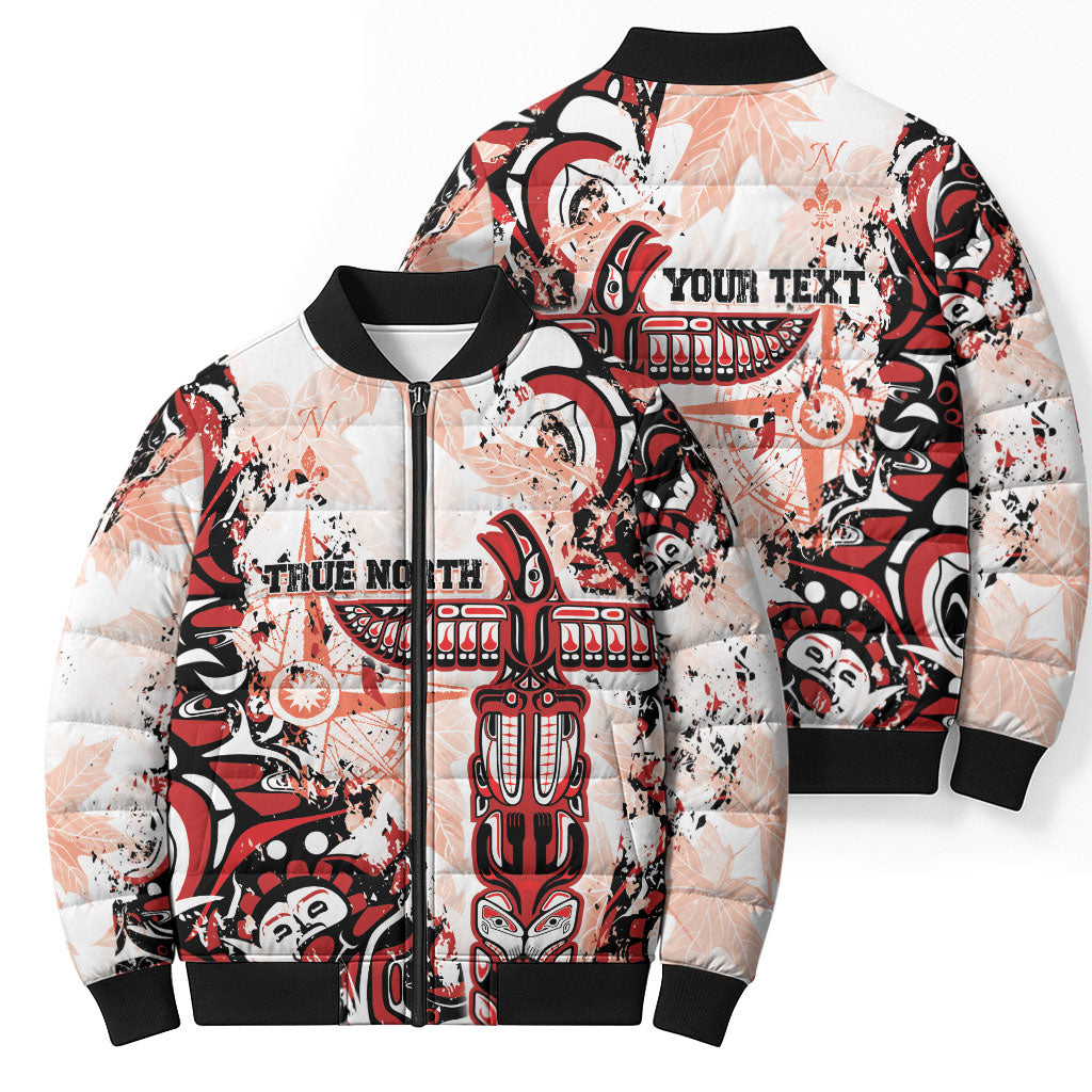 Canada Indigenous Haida Art Personalized Bomber Puffer Jacket True North