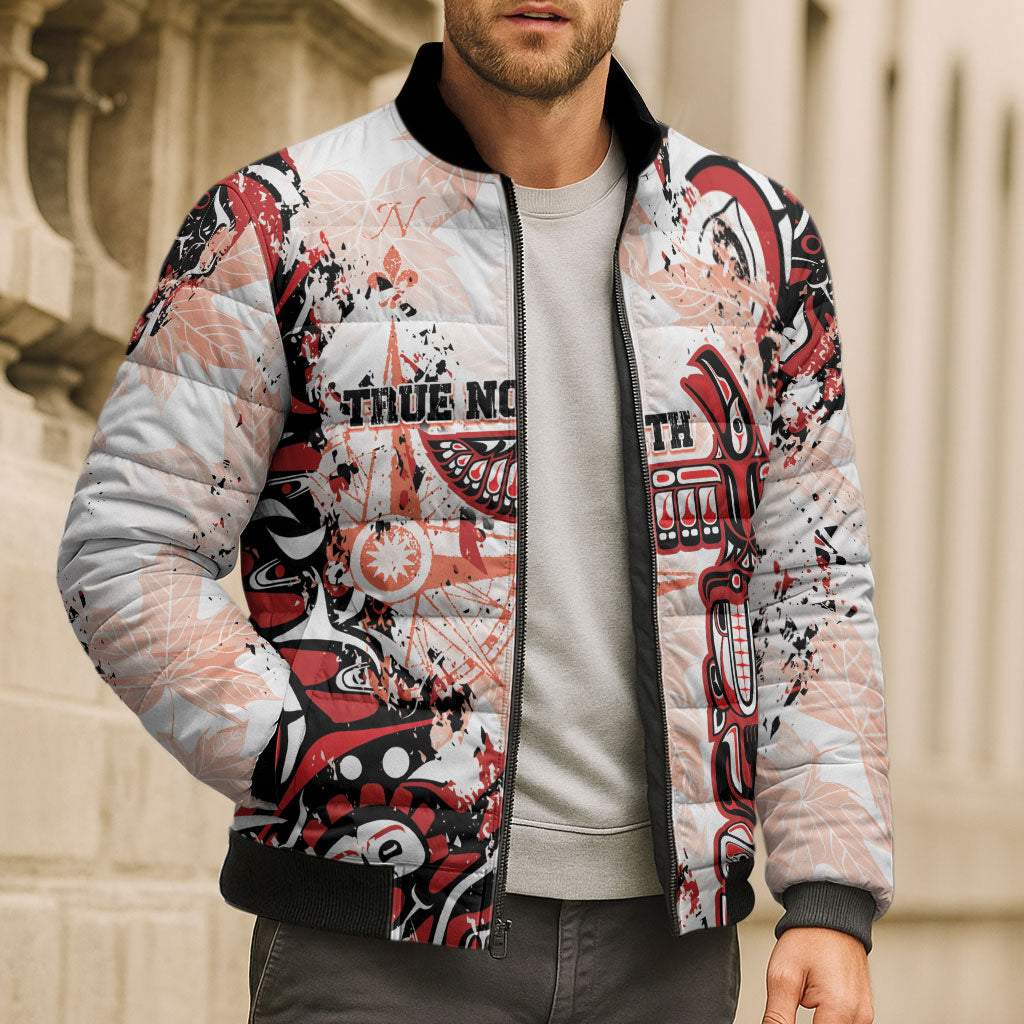 Canada Indigenous Haida Art Personalized Bomber Puffer Jacket True North
