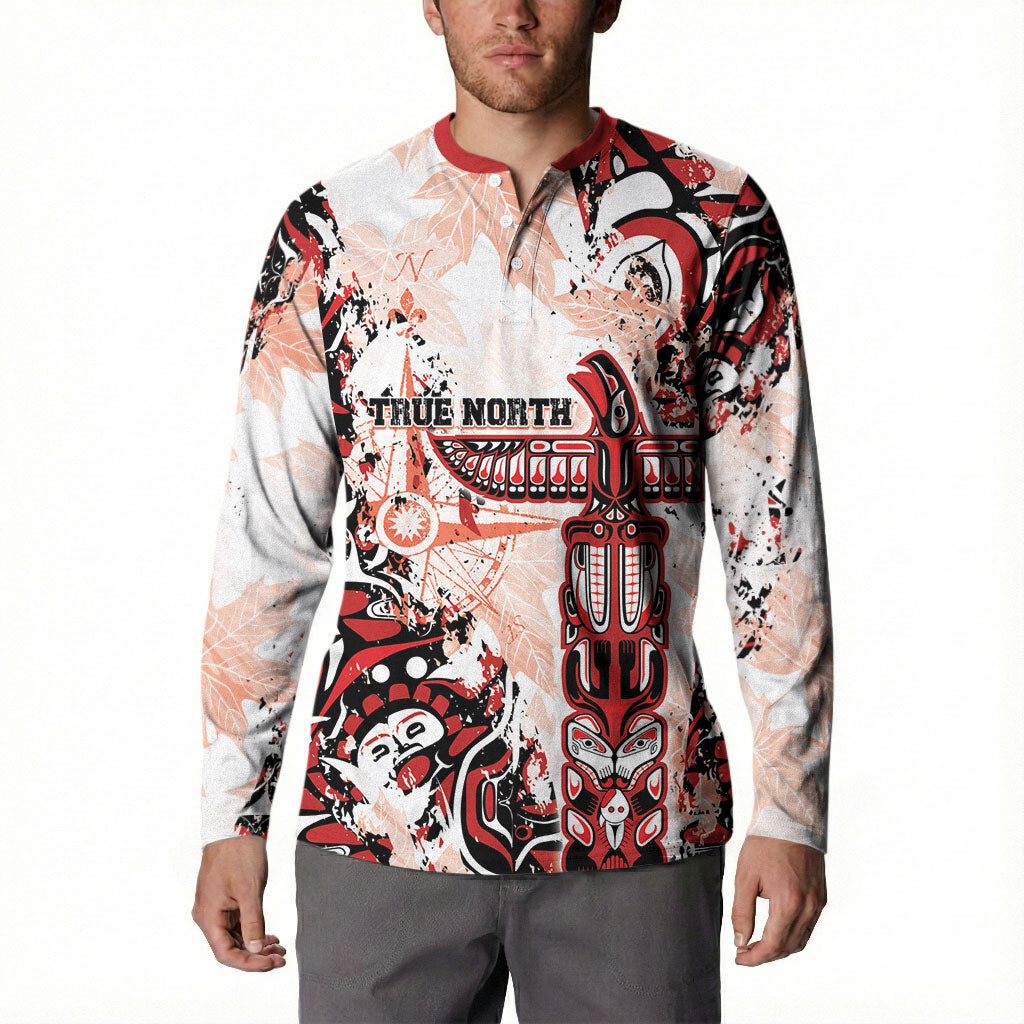 Canada Indigenous Haida Art Personalized Button Sweatshirt True North