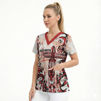 Canada Indigenous Haida Art Personalized Scrub Top True North