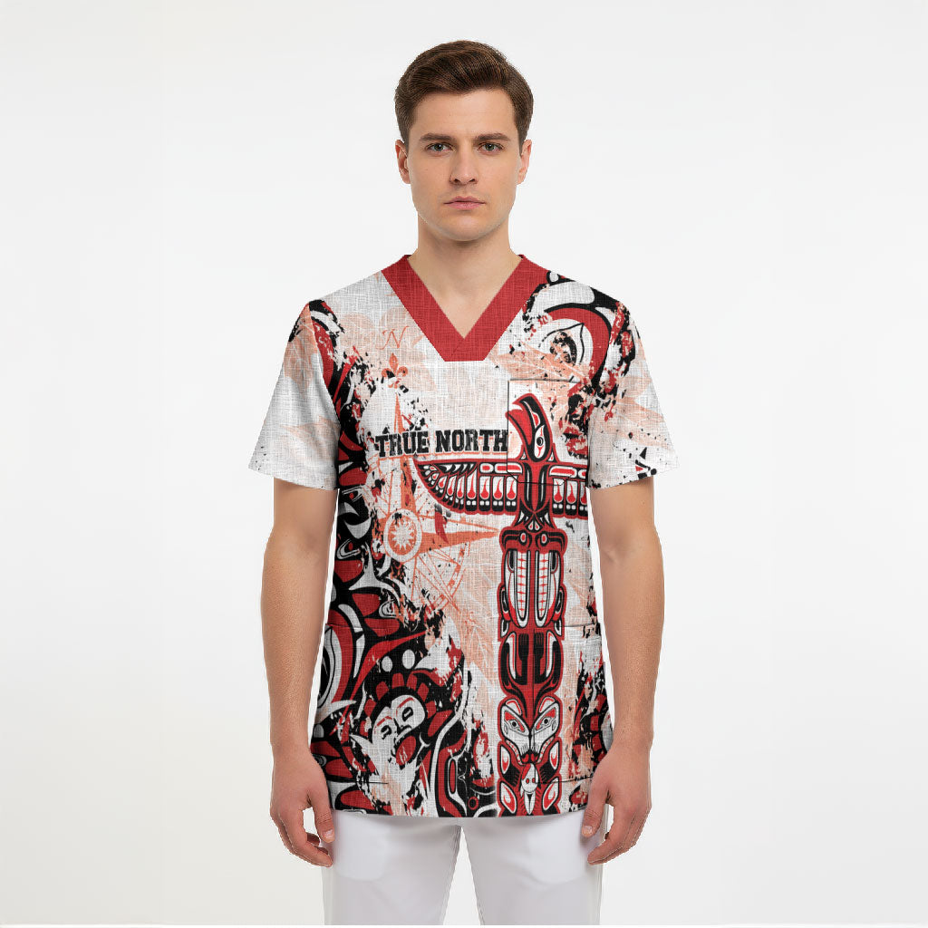 Canada Indigenous Haida Art Personalized Scrub Top True North