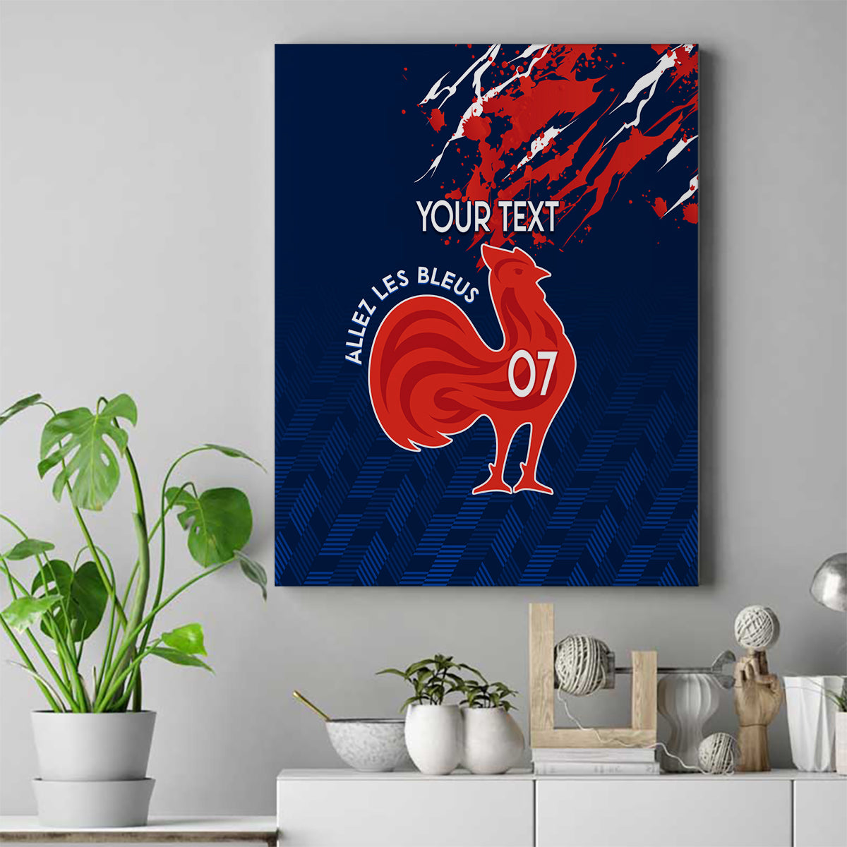 Personalised France Rugby Canvas Wall Art 2023 World Cup Allez Les Bleus Grunge Style LT7 - Wonder Print Shop