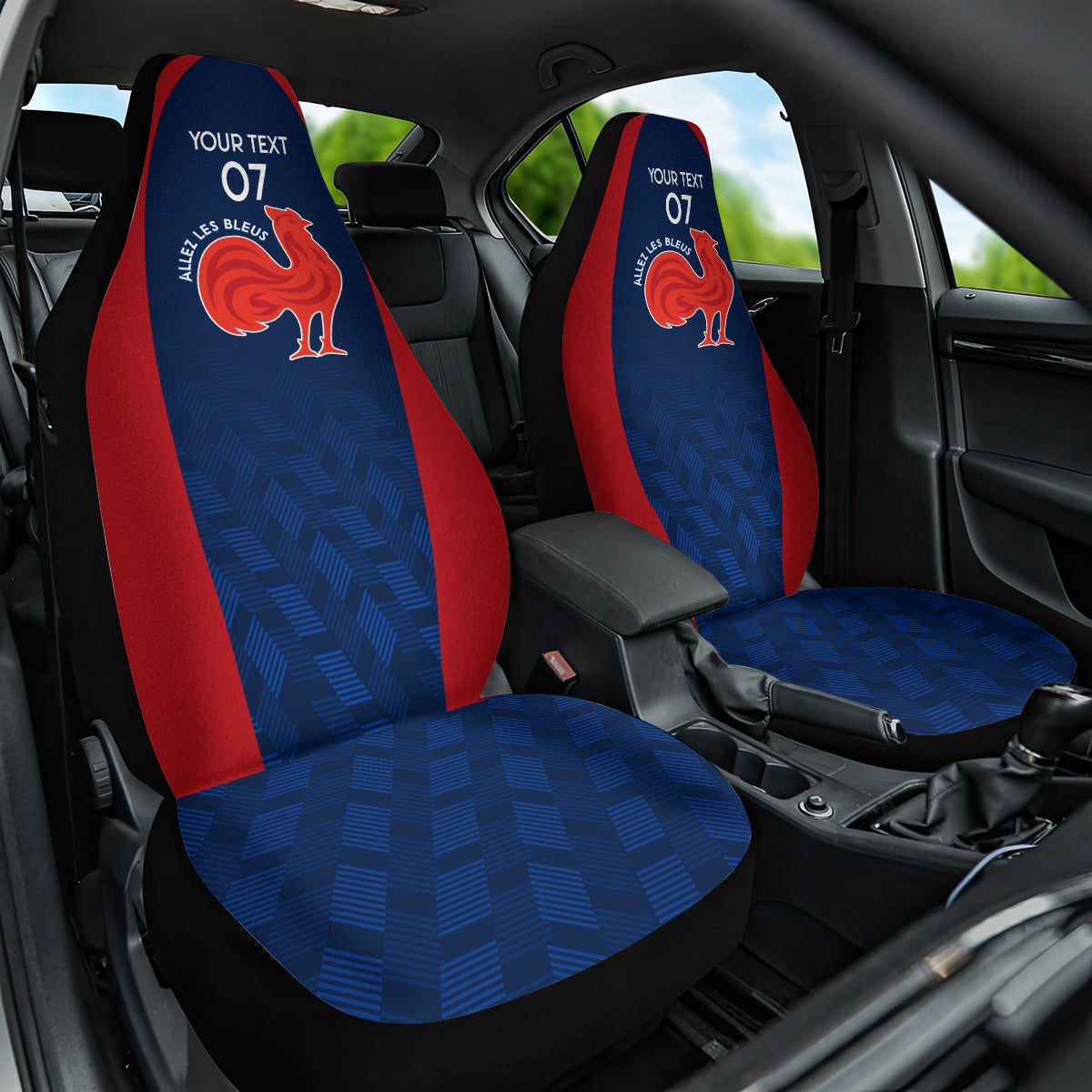 Personalised France Rugby Car Seat Cover 2023 World Cup Allez Les Bleus Grunge Style LT7 - Wonder Print Shop