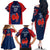 Personalised France Rugby Family Matching Off Shoulder Long Sleeve Dress and Hawaiian Shirt 2023 World Cup Allez Les Bleus Grunge Style - Wonder Print Shop