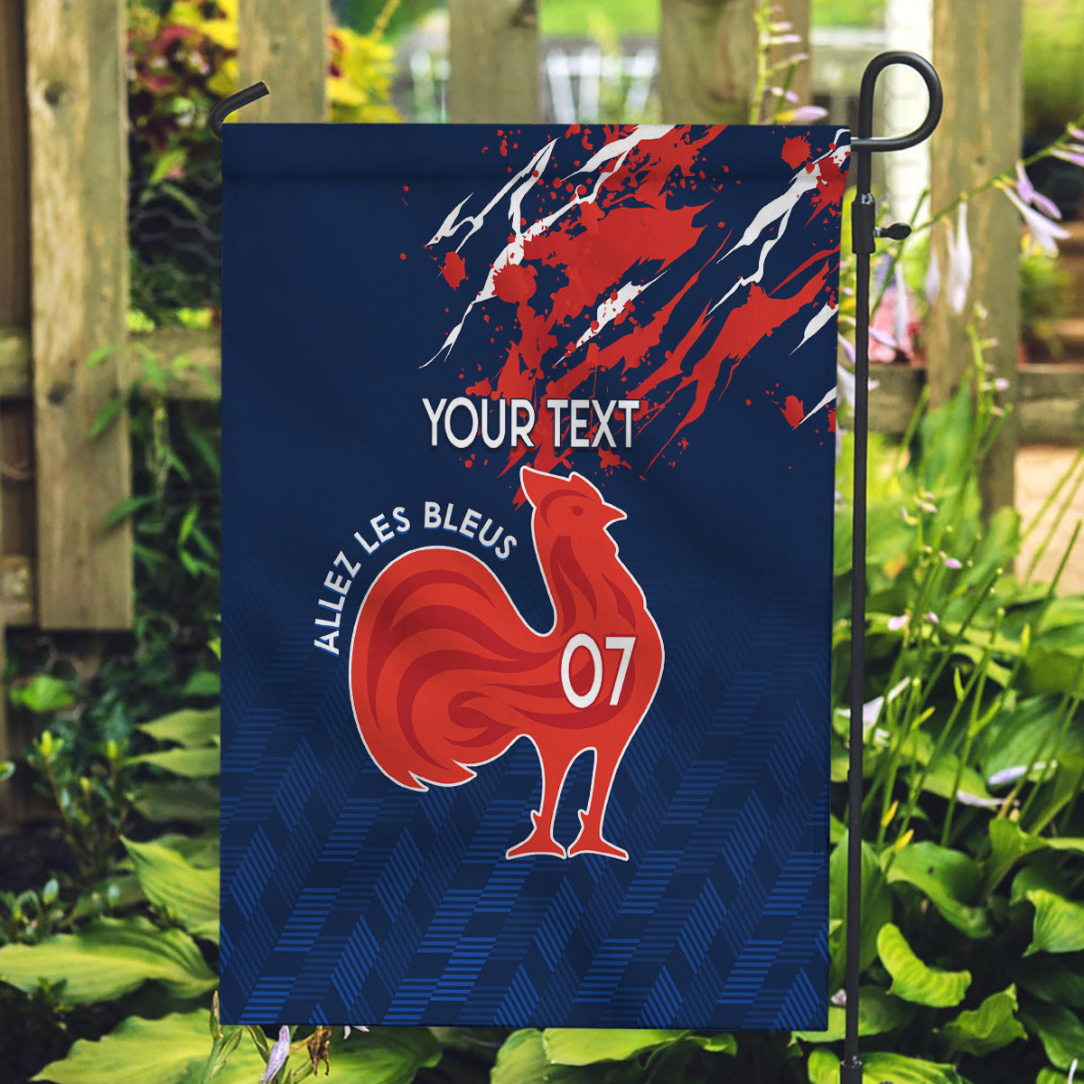 Personalised France Rugby Garden Flag 2023 World Cup Allez Les Bleus Grunge Style - Wonder Print Shop