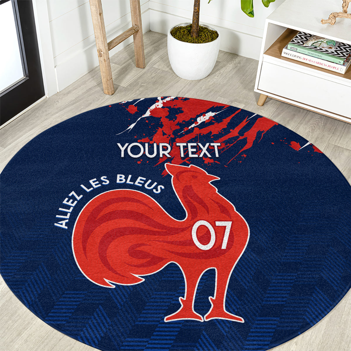 personalised-france-rugby-round-carpet-2023-world-cup-allez-les-bleus-grunge-style