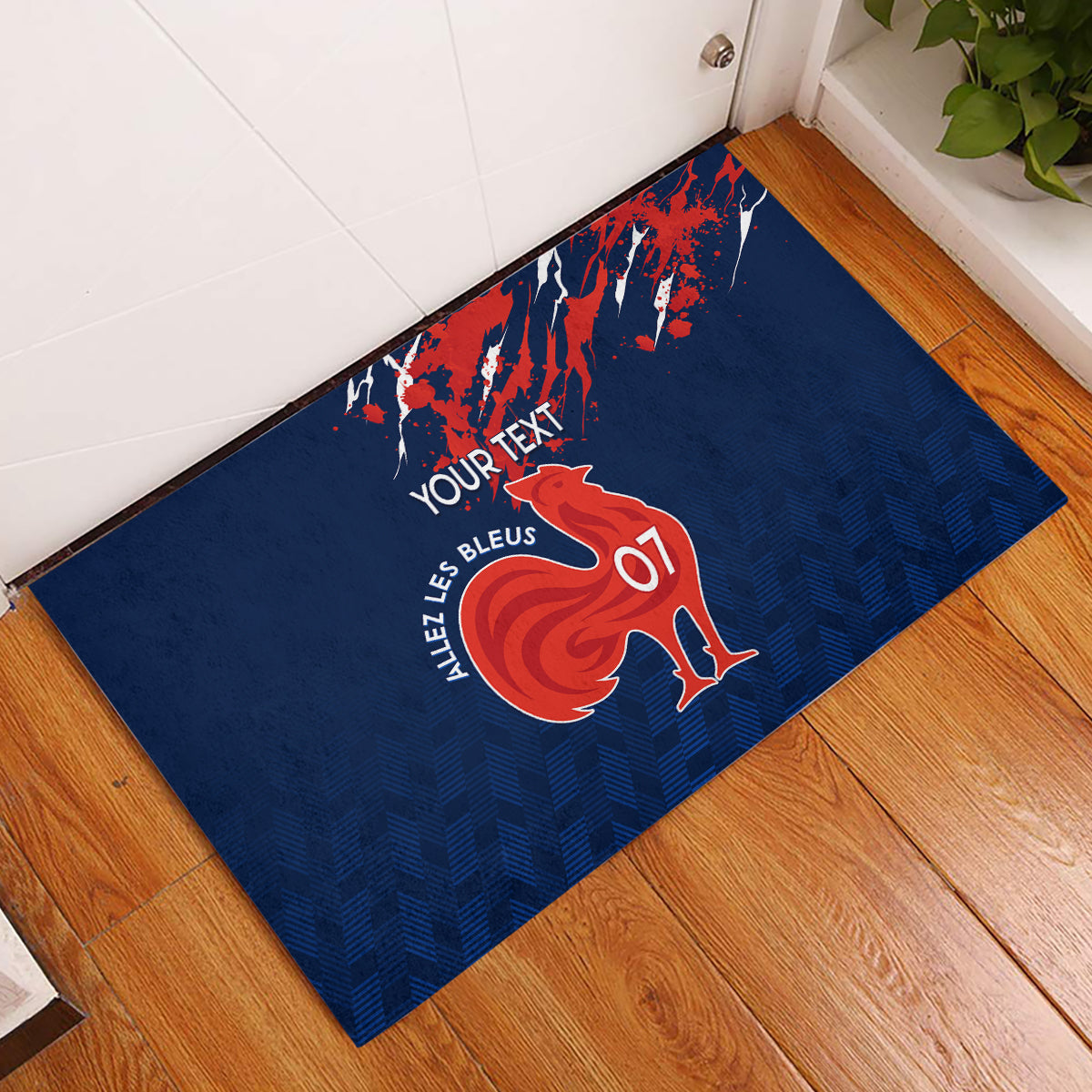 Personalised France Rugby Rubber Doormat 2023 World Cup Allez Les Bleus Grunge Style - Wonder Print Shop