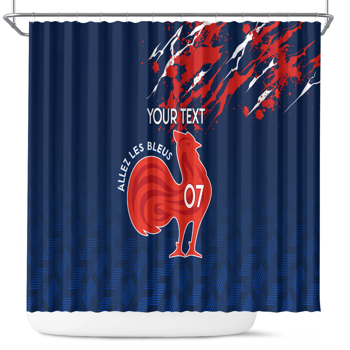 personalised-france-rugby-shower-curtain-2023-world-cup-allez-les-bleus-grunge-style