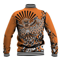 Canada Indigenous Orange Baseball Jacket Haida Art Thunder Bird