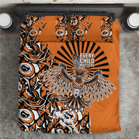 Canada Indigenous Orange Bedding Set Haida Art Thunder Bird