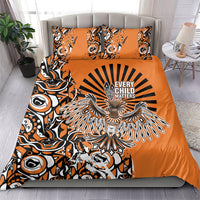 Canada Indigenous Orange Bedding Set Haida Art Thunder Bird