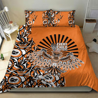 Canada Indigenous Orange Bedding Set Haida Art Thunder Bird
