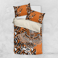 Canada Indigenous Orange Bedding Set Haida Art Thunder Bird
