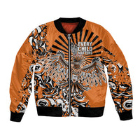 Canada Indigenous Orange Bomber Jacket Haida Art Thunder Bird