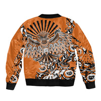 Canada Indigenous Orange Bomber Jacket Haida Art Thunder Bird