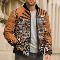 Canada Indigenous Orange Bomber Puffer Jacket Haida Art Thunder Bird