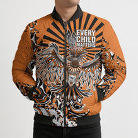 Canada Indigenous Orange Bomber Puffer Jacket Haida Art Thunder Bird
