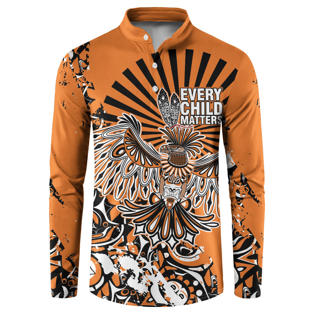 Canada Indigenous Orange Button Sweatshirt Haida Art Thunder Bird